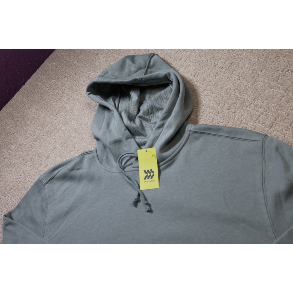 All in Motion Mens Active Comfort Pullover Hoodie Sage Green L Fleece Sweatshirt - Picture 4 of 8